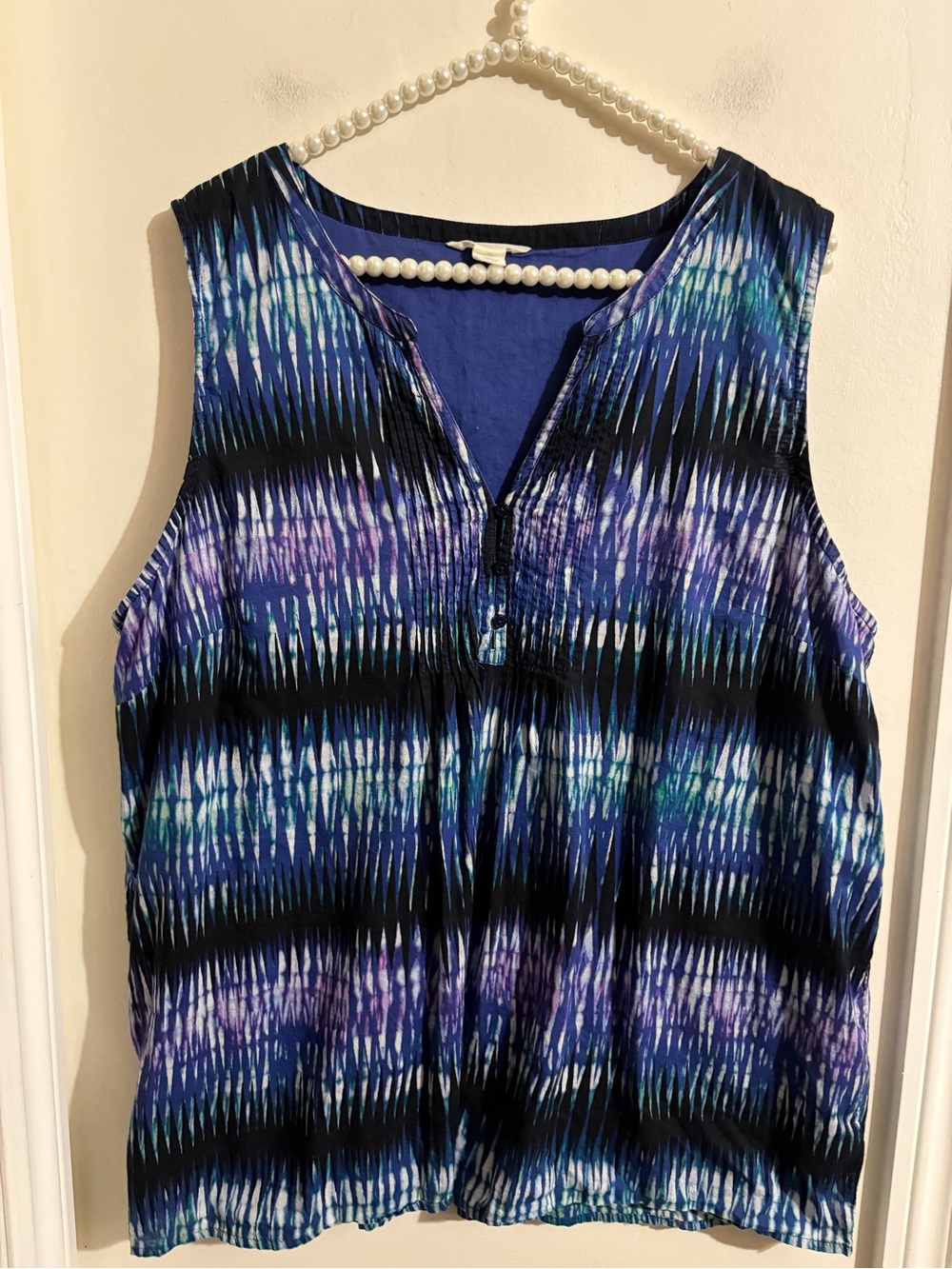 Caslon Blue, Black & Purple Sleeveless V-Neck Tank